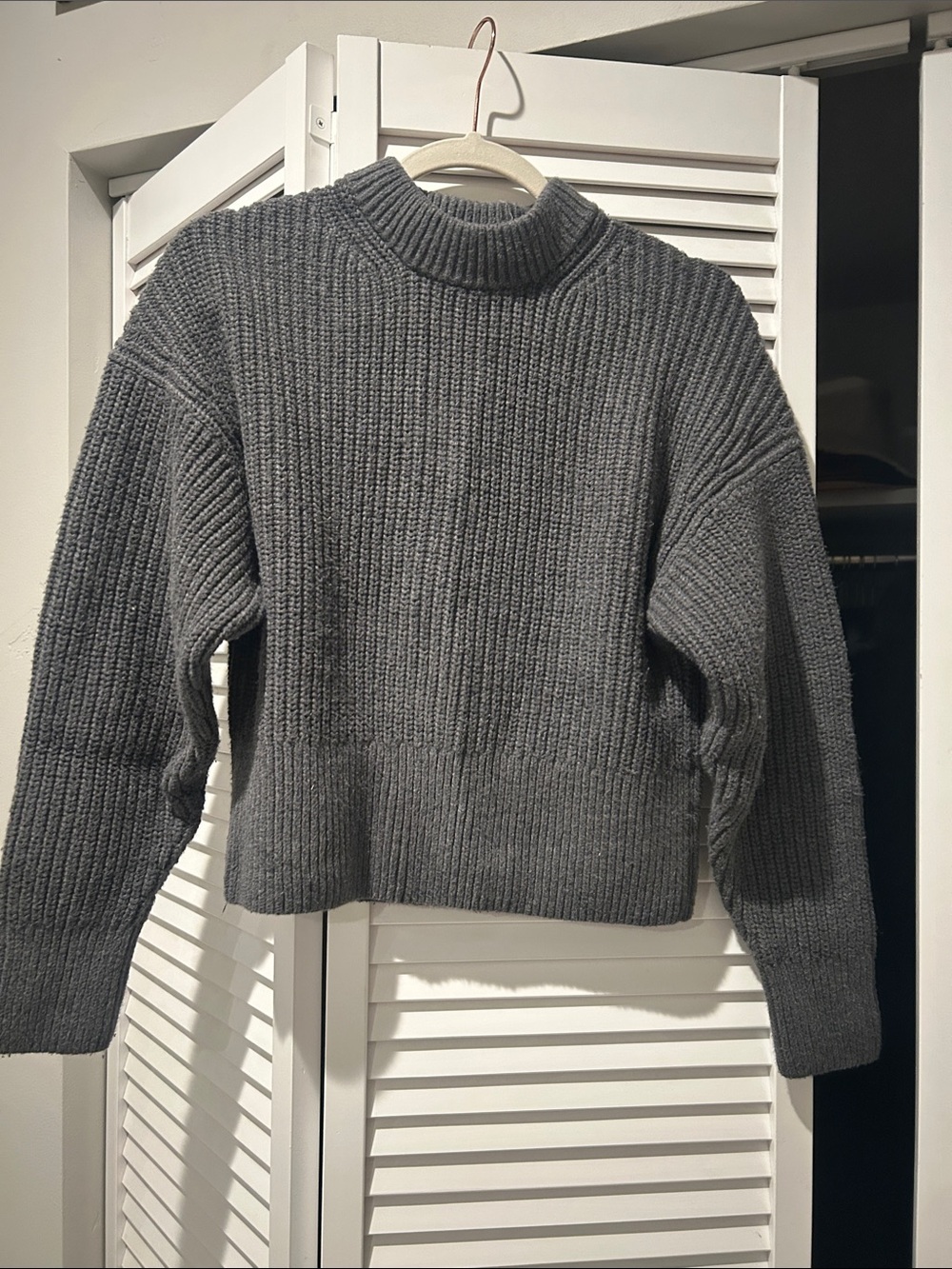 Everlane Charcoal Ribbed Mock-Turtleneck Sweater
